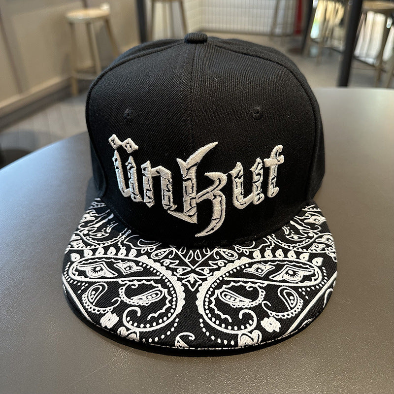 Adjustable Flat Brim Baseball Cap with Print