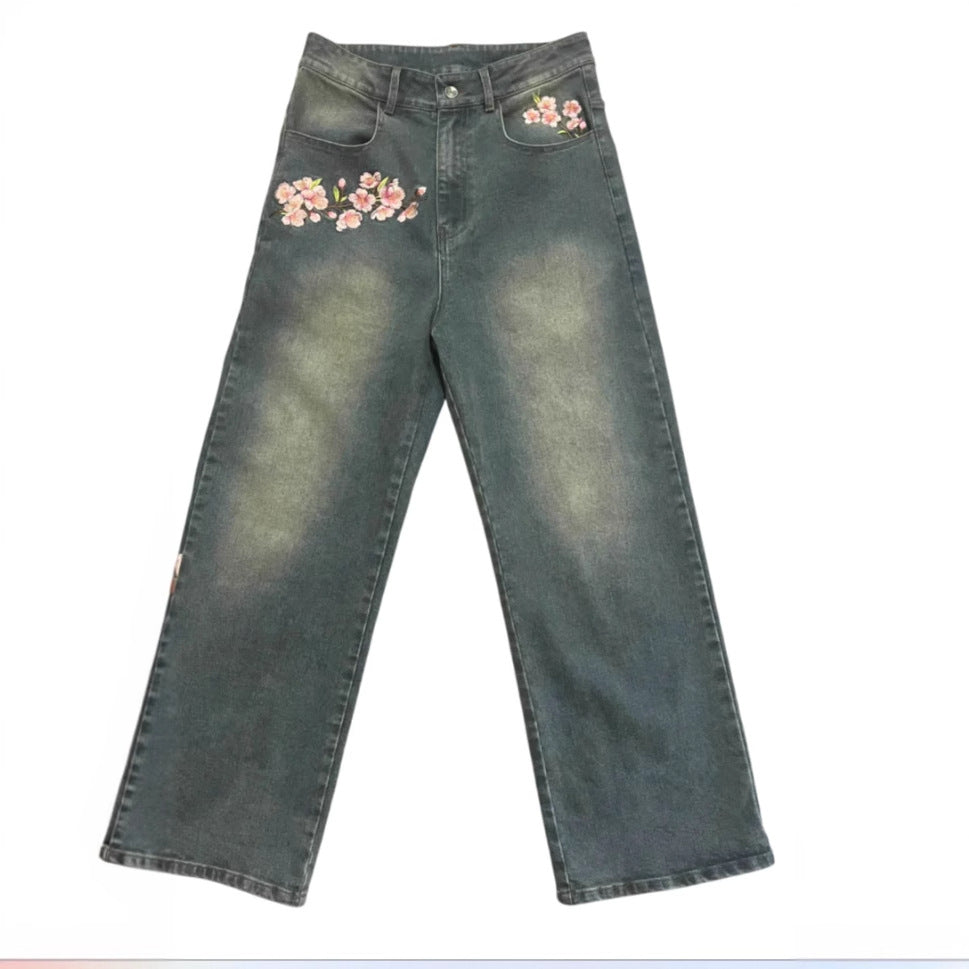 Wide-Leg Denim Pants