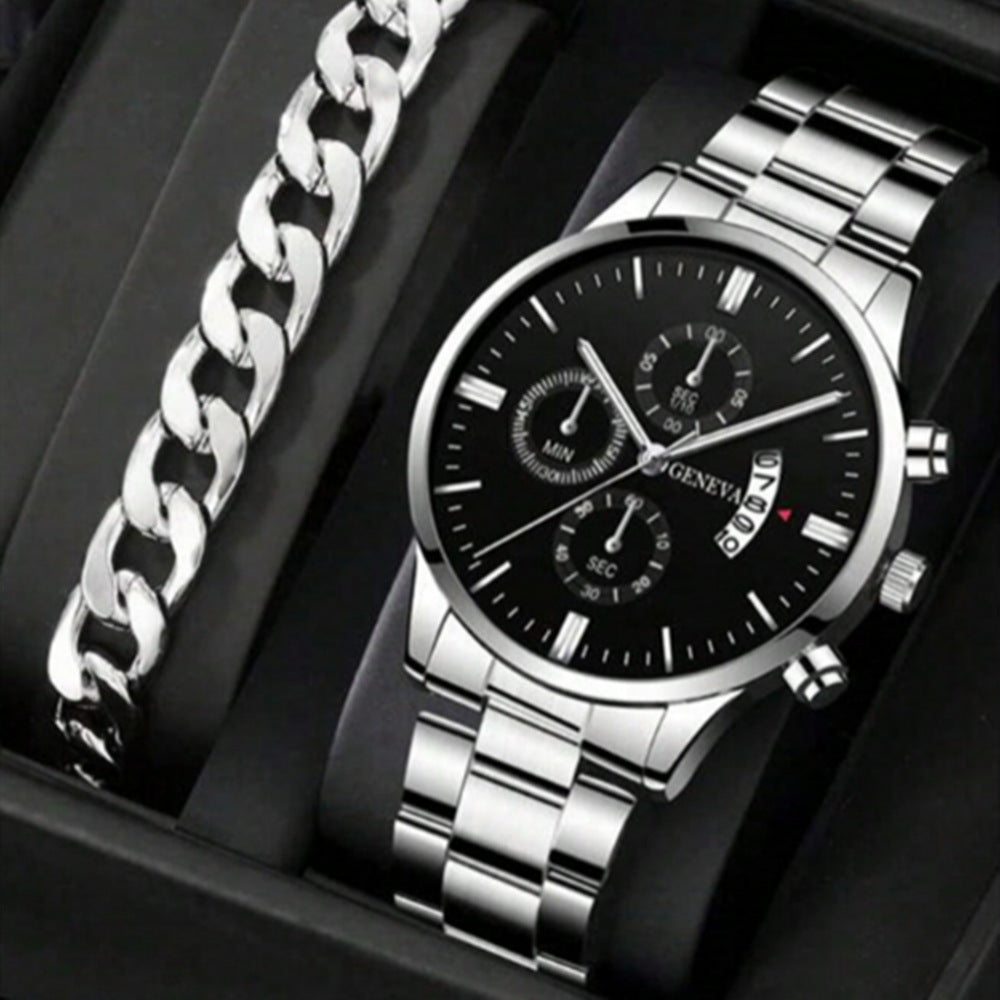 Three-eyed men's quartz watch