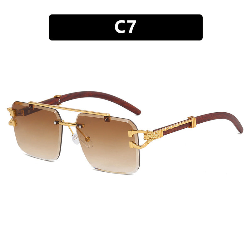 Frameless Square Sunglasses Wood Grain