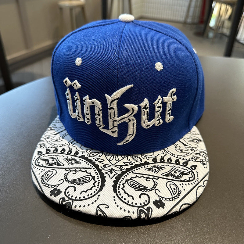 Adjustable Flat Brim Baseball Cap with Print