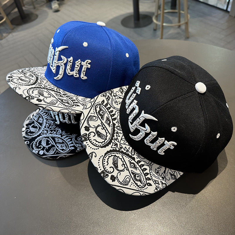 Adjustable Flat Brim Baseball Cap with Print