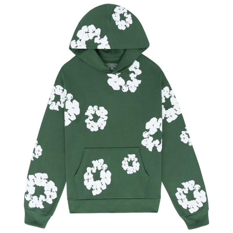 Cotton Hoodie with Plant Print