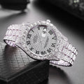 Men's Diamond Roman Numerals Steel Band Watch