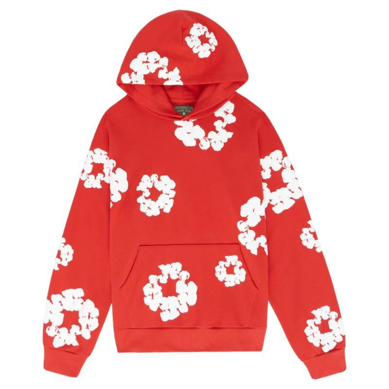 Cotton Hoodie with Plant Print