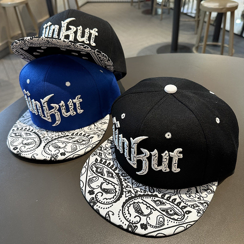Adjustable Flat Brim Baseball Cap with Print