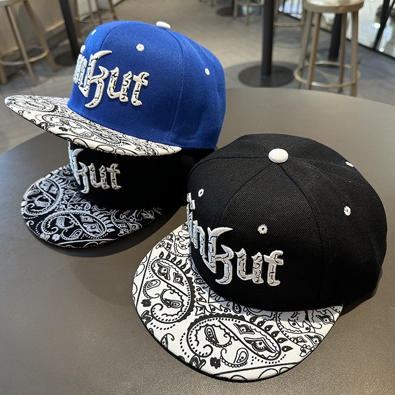 Adjustable Flat Brim Baseball Cap with Print
