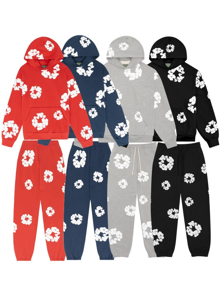 Cotton Hoodie with Plant Print