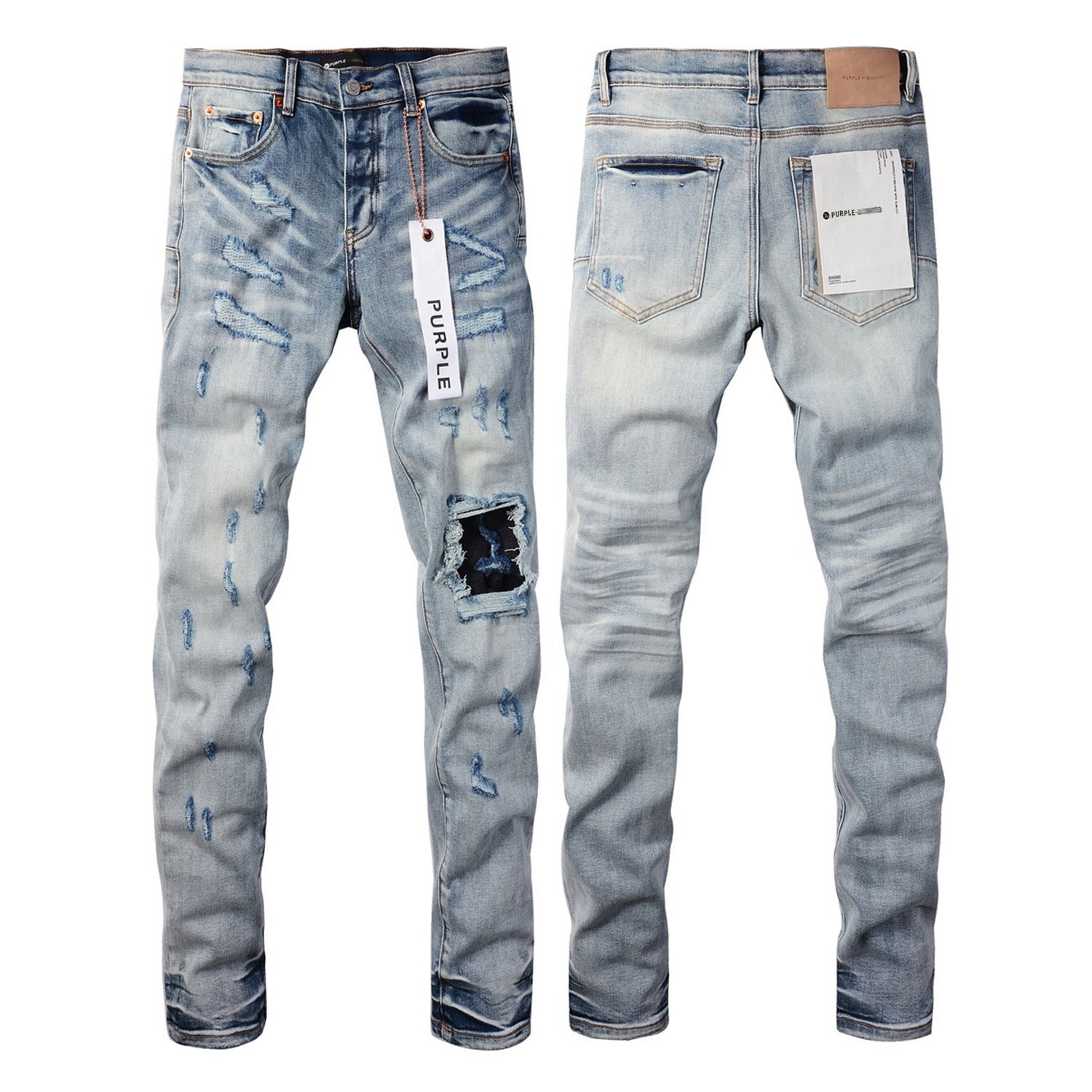 Mens purple denim jeans with tags