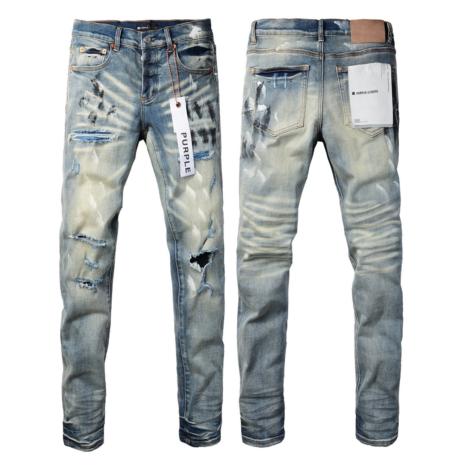 Mens purple denim jeans with tags
