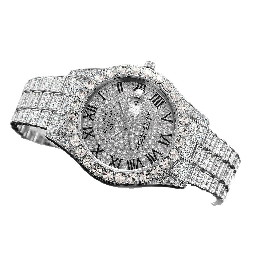 Diamond Chain, Watch, and Bracelet Set