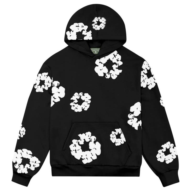 Cotton Hoodie with Plant Print