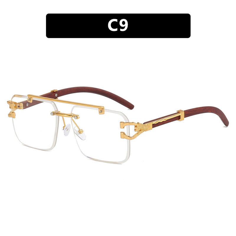 Frameless Square Sunglasses Wood Grain