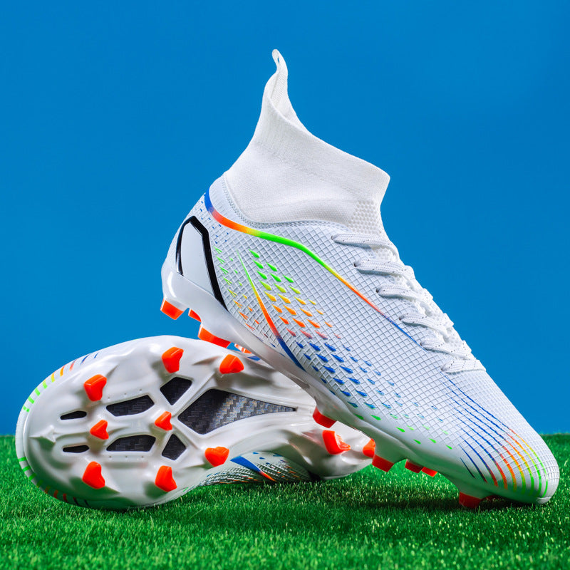 High-top football shoes with spikes