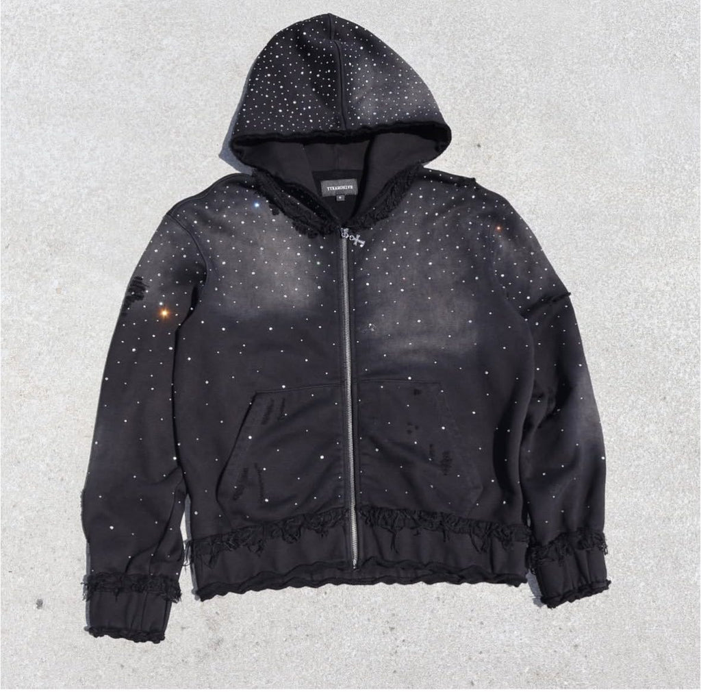 Mens Star Print Hooded Sweatshirt