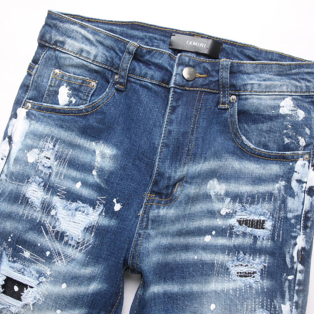 Ripped Elastic Denim Jeans