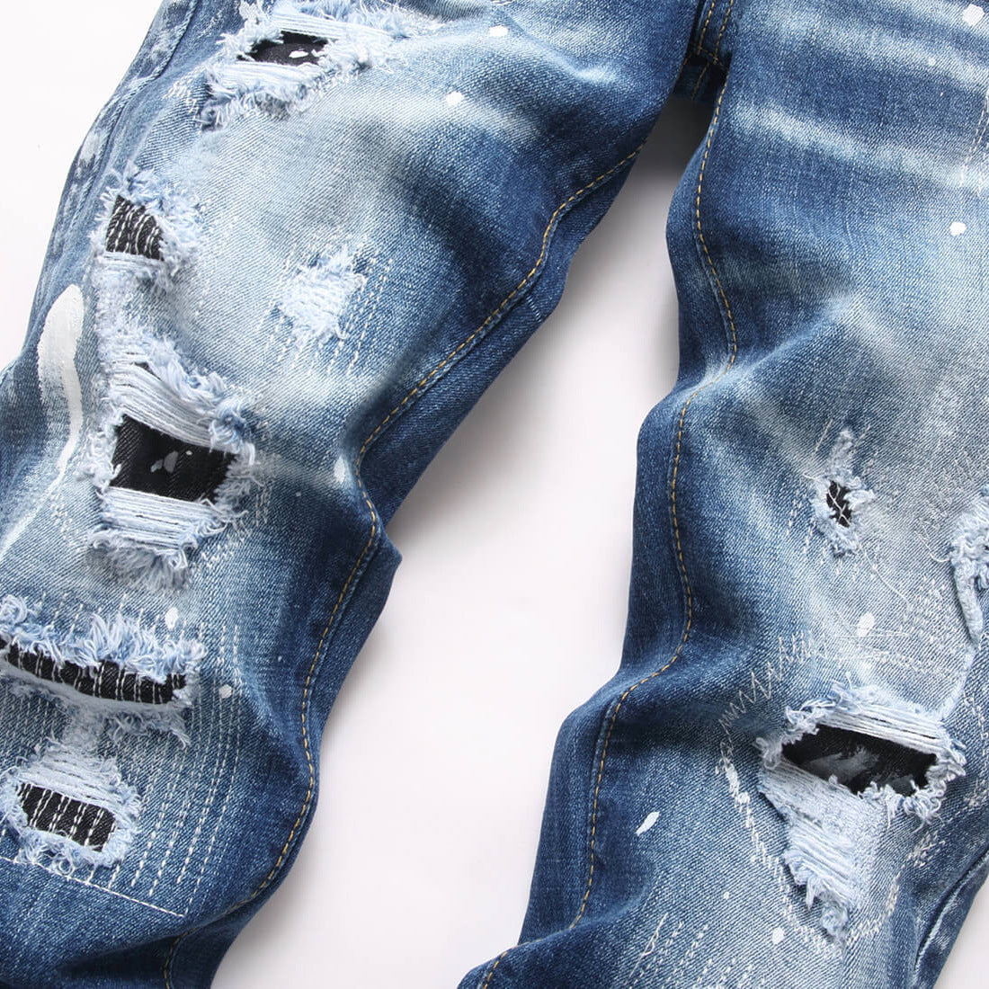 Ripped Elastic Denim Jeans
