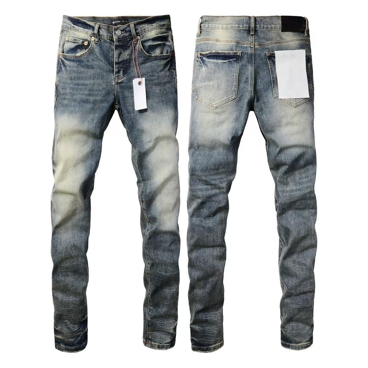purple ripped patch jeans