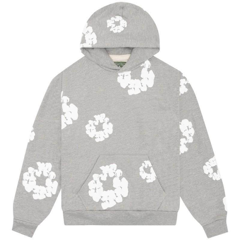 Cotton Hoodie with Plant Print