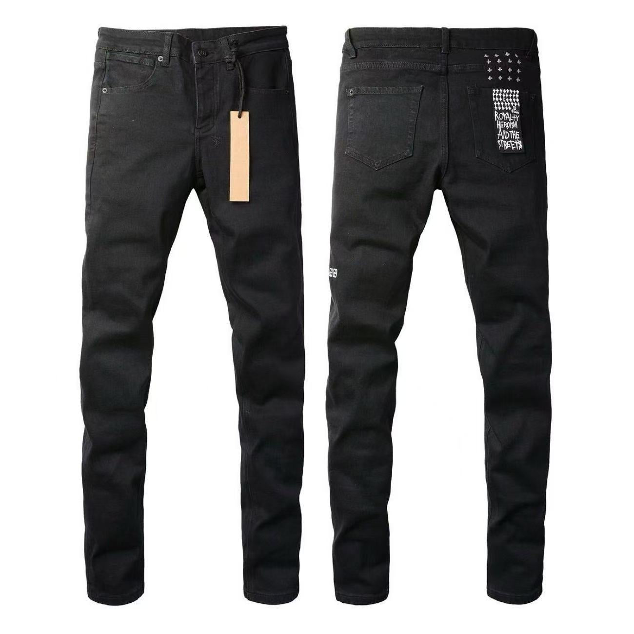purple ripped patch jeans