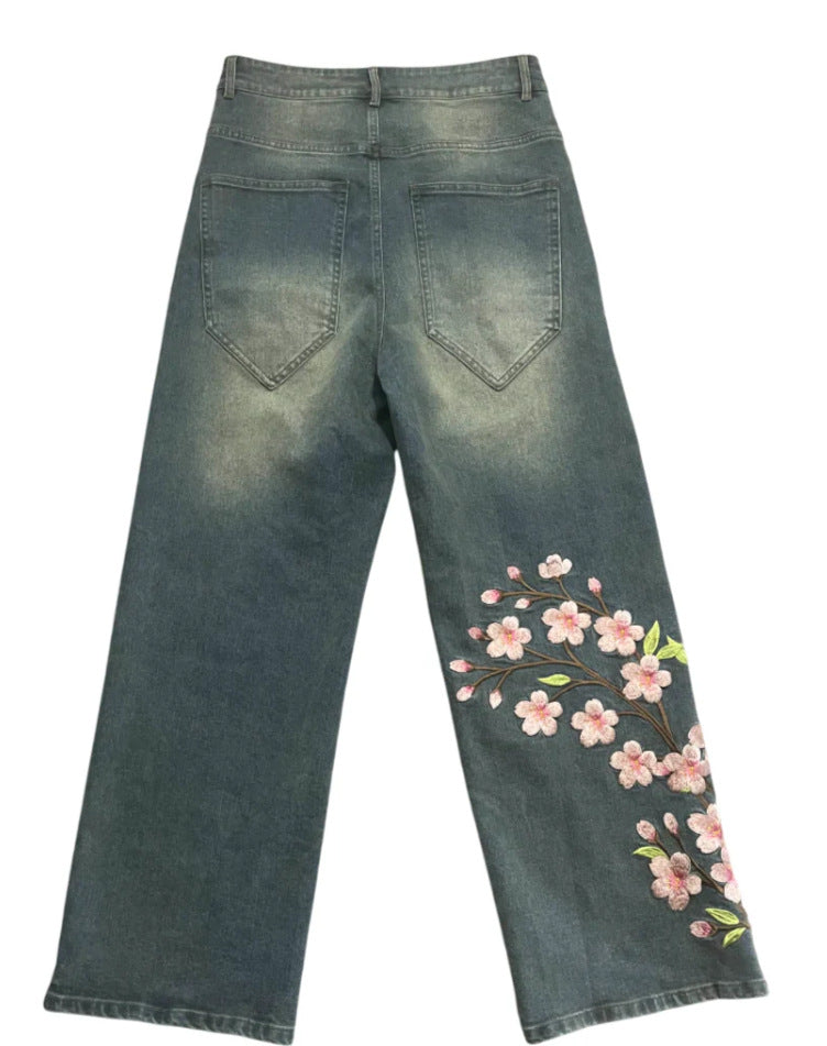Wide-Leg Denim Pants