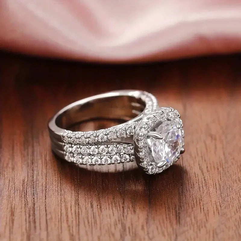 luxury square moissanite ring