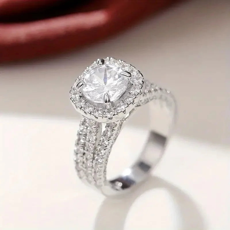 luxury square moissanite ring