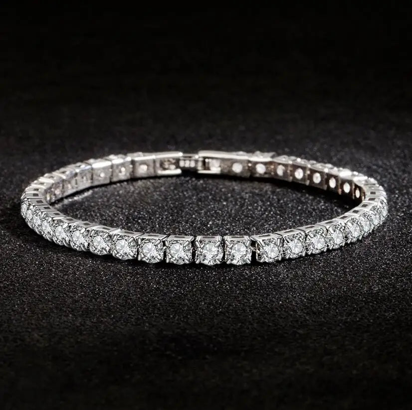 Moissanite Lab Diamond Classic Platinum Plated Bracelet