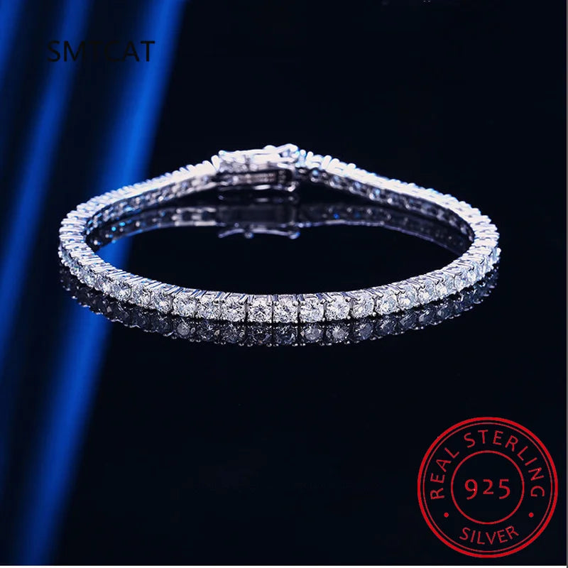 Moissanite Lab Diamond Classic Platinum Plated Bracelet