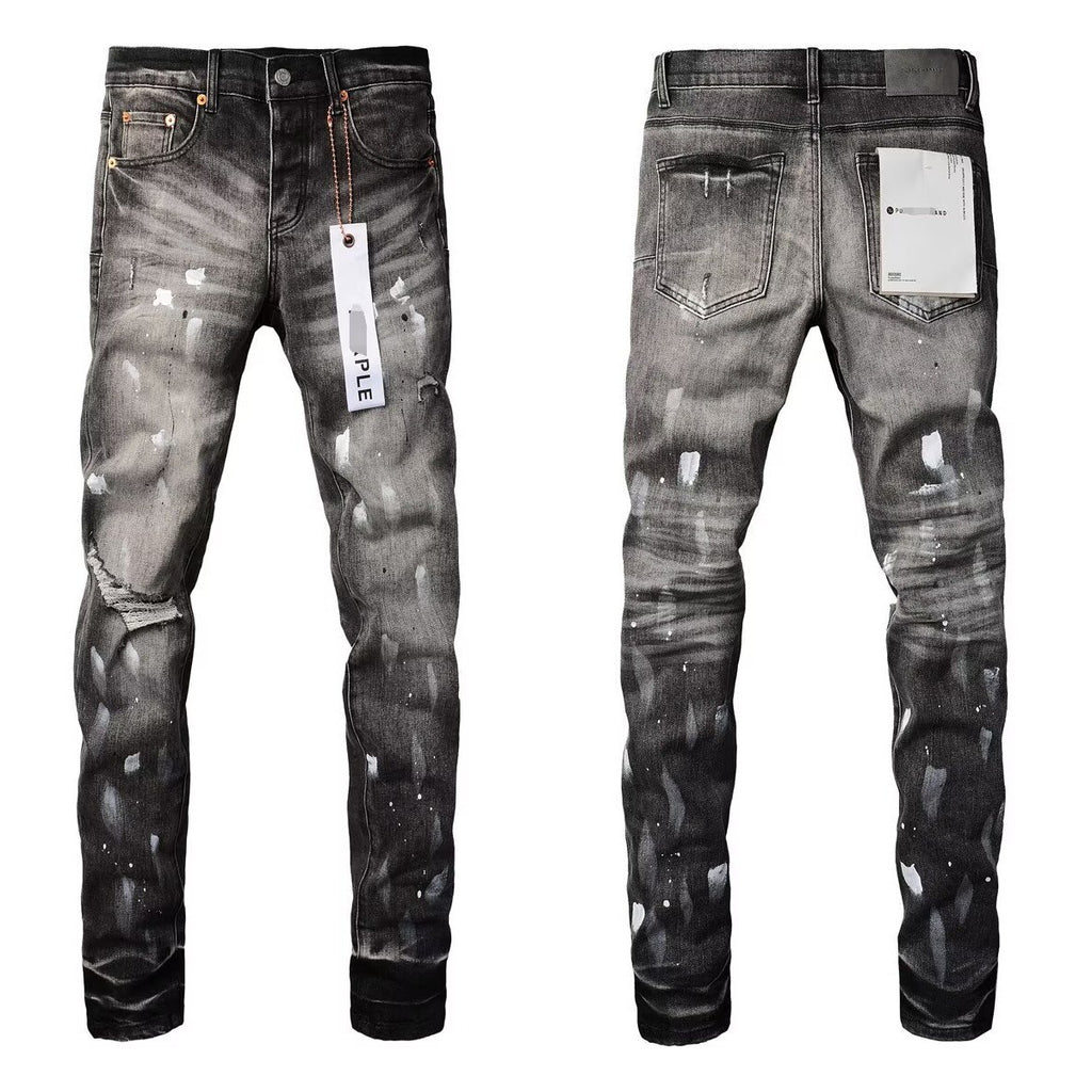 purple ripped patch jeans