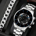 Three-eyed men's quartz watch
