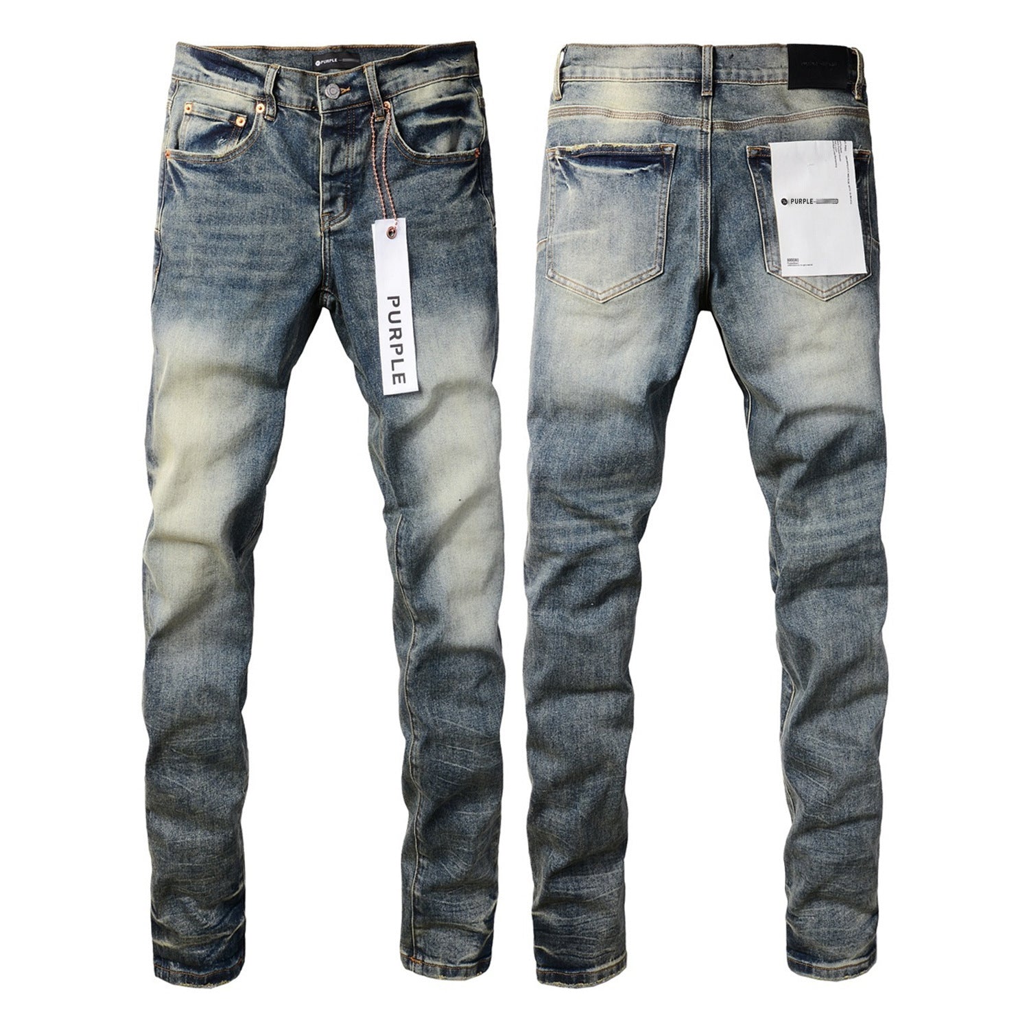 Mens purple denim jeans with tags