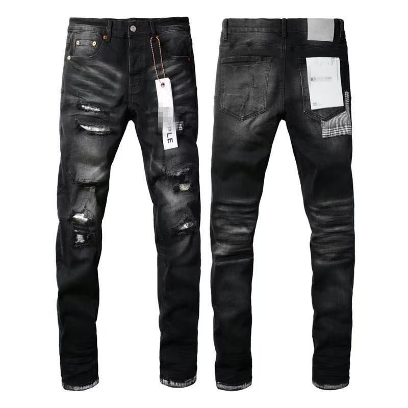 purple ripped patch jeans
