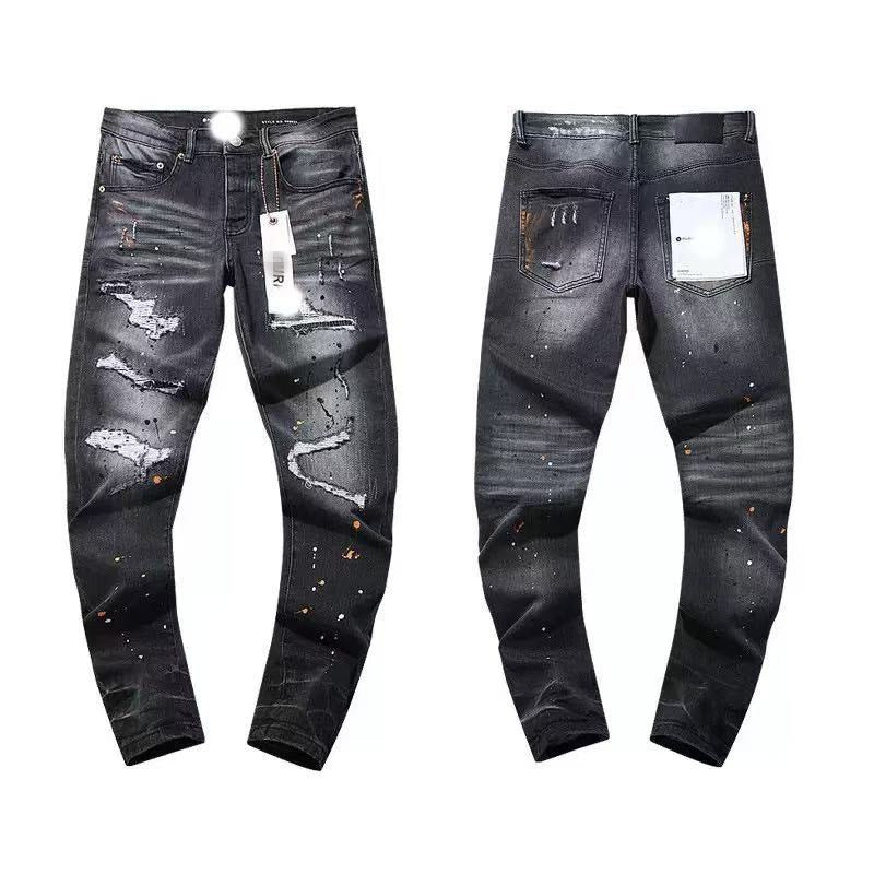 purple ripped patch jeans