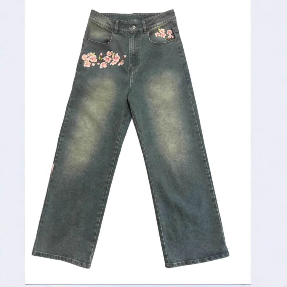 Wide-Leg Denim Pants
