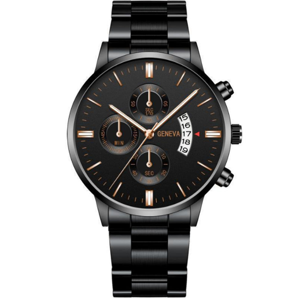 Three-eyed men's quartz watch