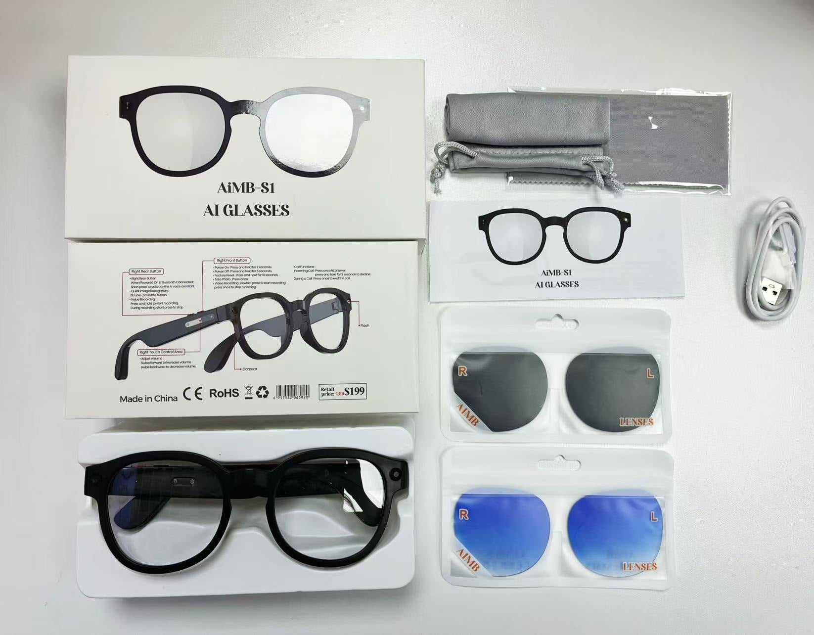 Smart Glasses with Camera Bluetooth AI Translation
