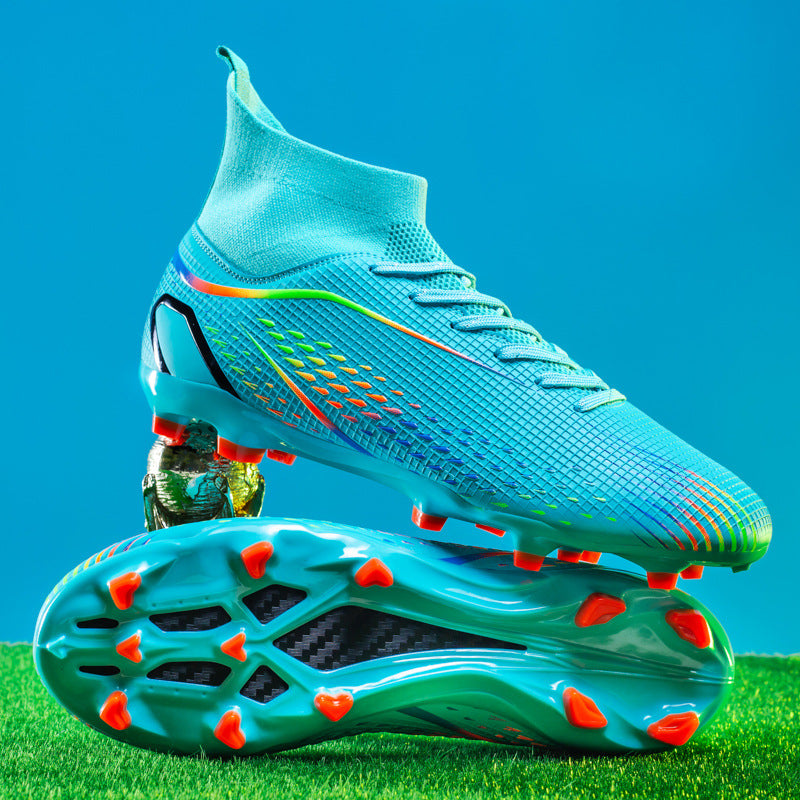 High-top football shoes with spikes