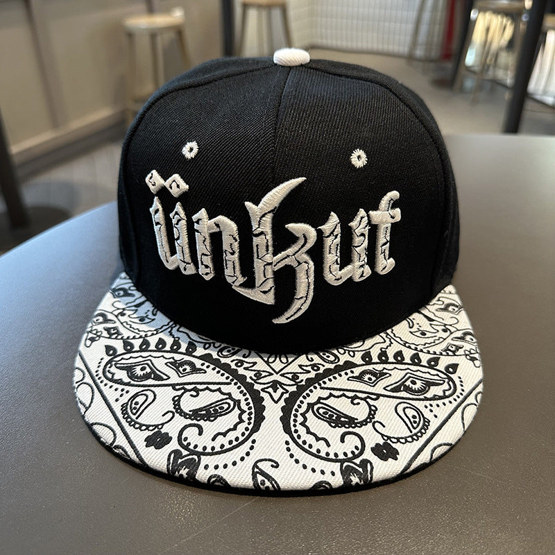 Adjustable Flat Brim Baseball Cap with Print