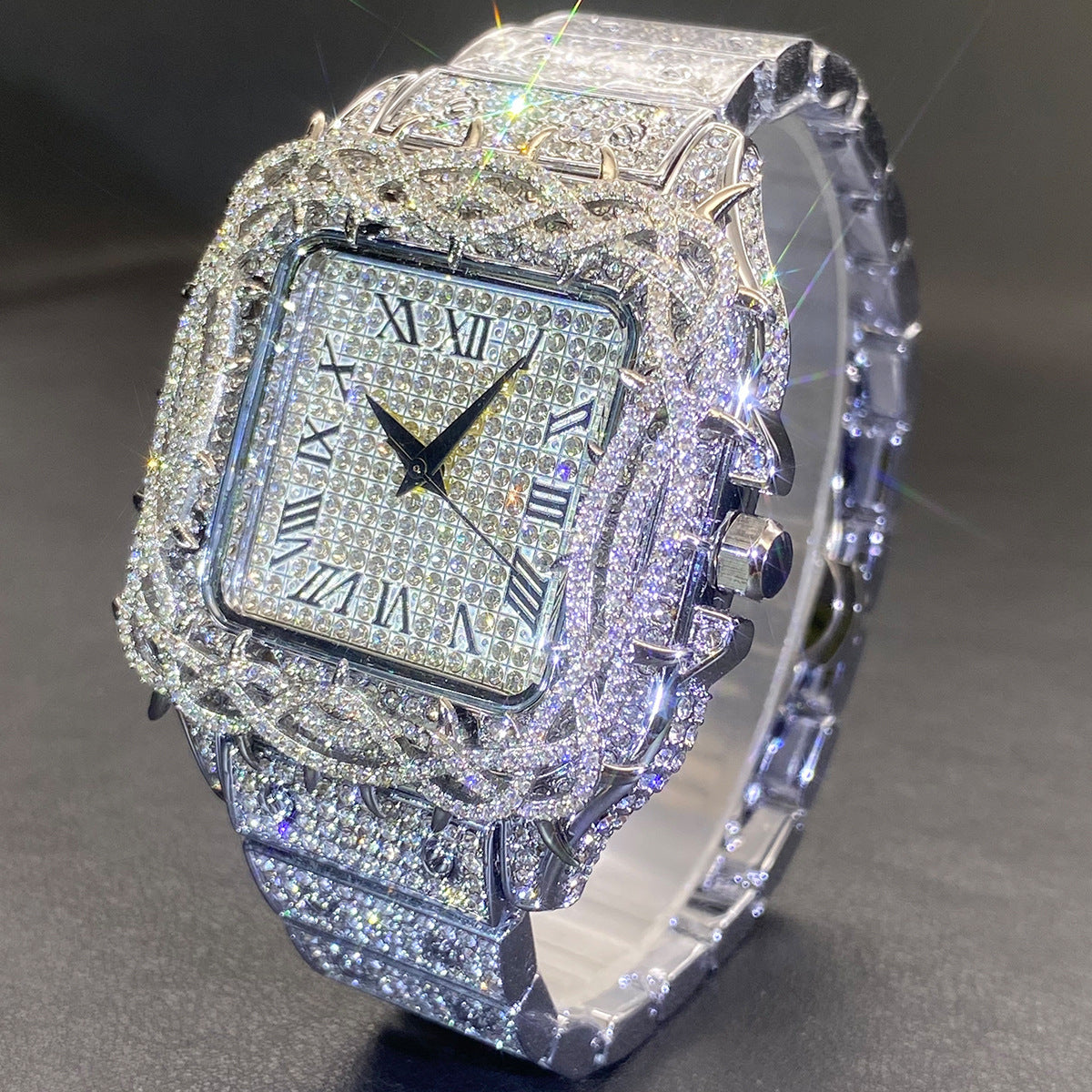 Men's luminous diamond watch