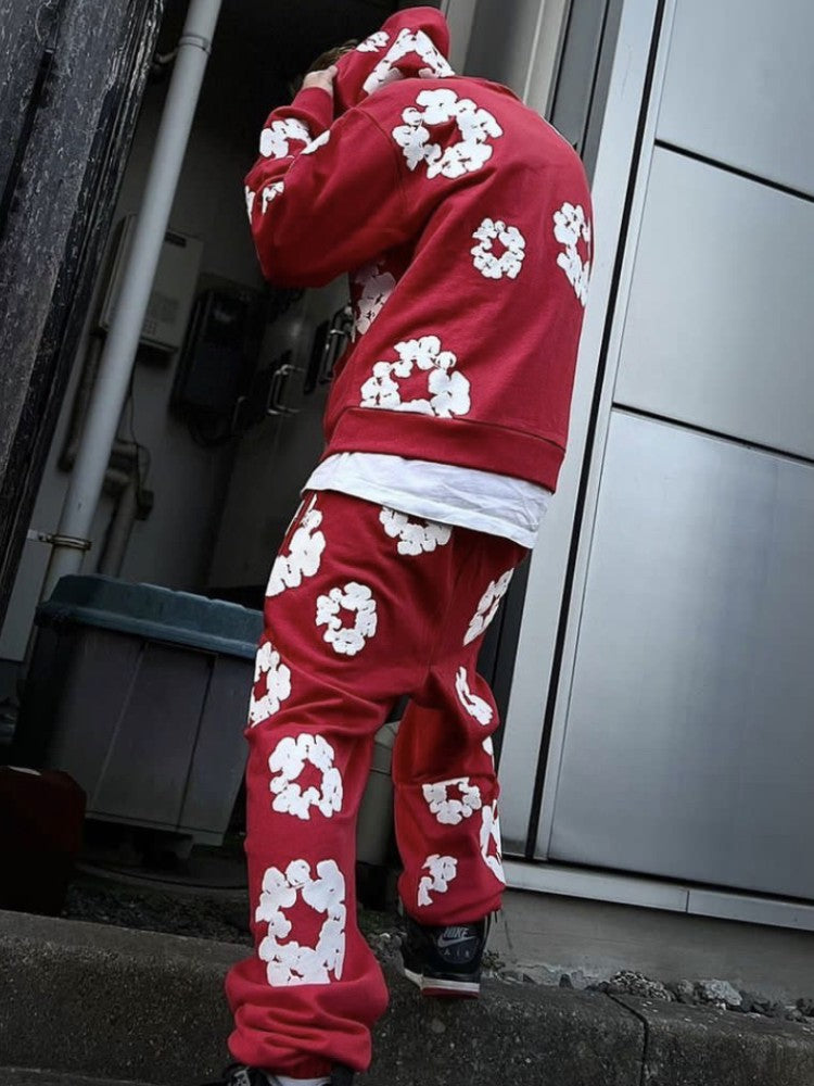 Cotton Hoodie with Plant Print