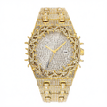 14k gold watch with personalized mesh design